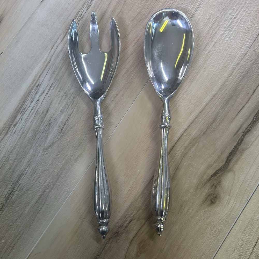 Vintage GODINGER Silverplate Serving Spoon And Fork Set Solid and Heavy